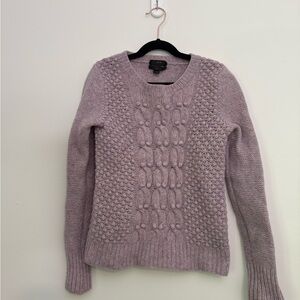 J. Crew Purple Crew Neck Sweater with Textured hand Knit 100% lambs wool